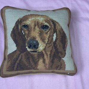 Vintage Dachshund needlepoint pillow *